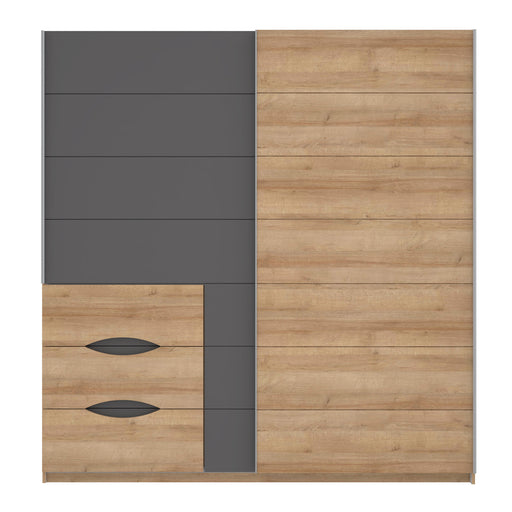 Dulap Cu Oglinda Unbound, Riviera Oak Si Uni Wolfram Grey, 200.1 Cm