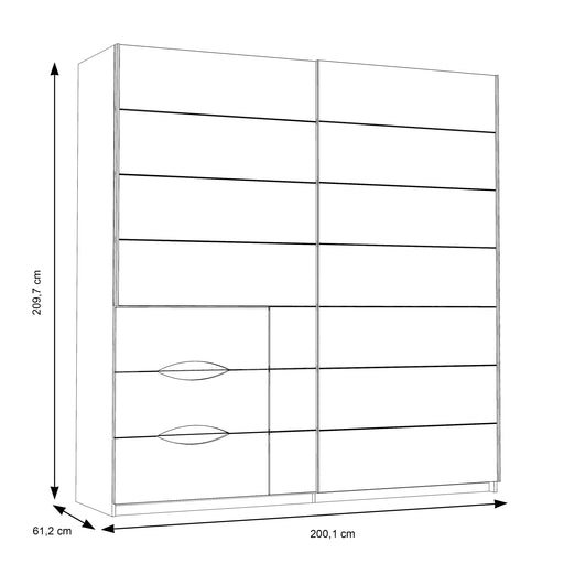 Dulap Cu Oglinda Unbound, Riviera Oak Si Uni Wolfram Grey, 200.1 Cm
