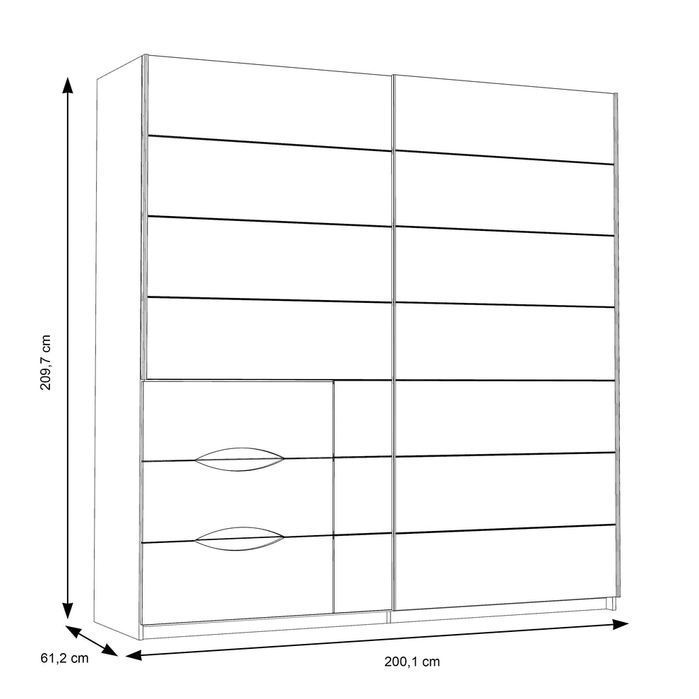 Dulap Cu Oglinda Unbound, Riviera Oak Si Uni Wolfram Grey, 200.1 Cm