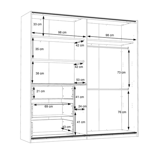 Dulap Cu Oglinda Unbound, Riviera Oak Si Uni Wolfram Grey, 200.1 Cm