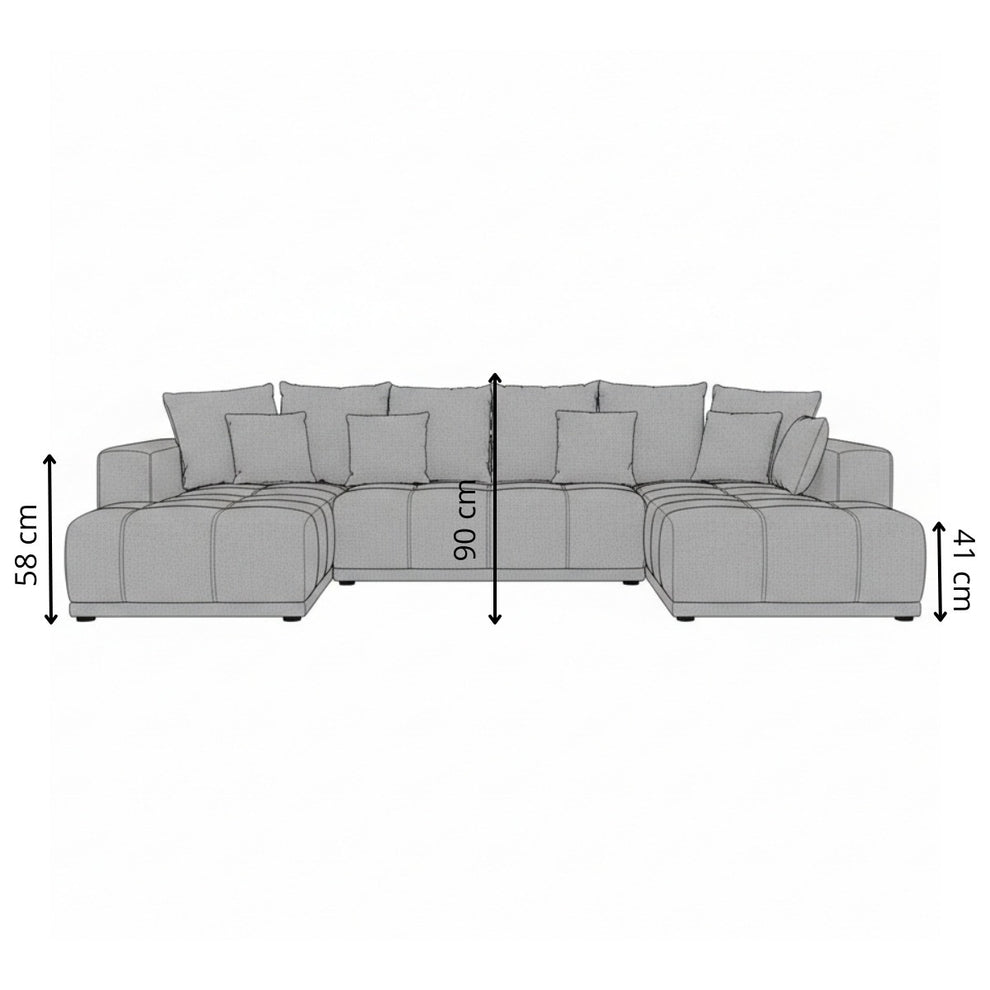 Coltar U Extensibil Otis Dreapta, 6 Locuri, Lada Depozitare, Gri, 357 Cm