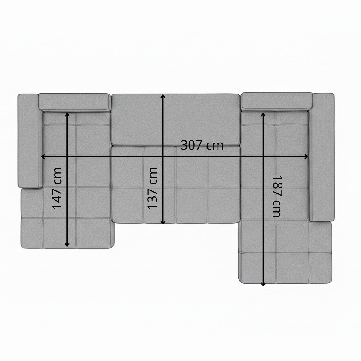 Coltar U Extensibil Otis Dreapta, 6 Locuri, Lada Depozitare, Gri, 357 Cm