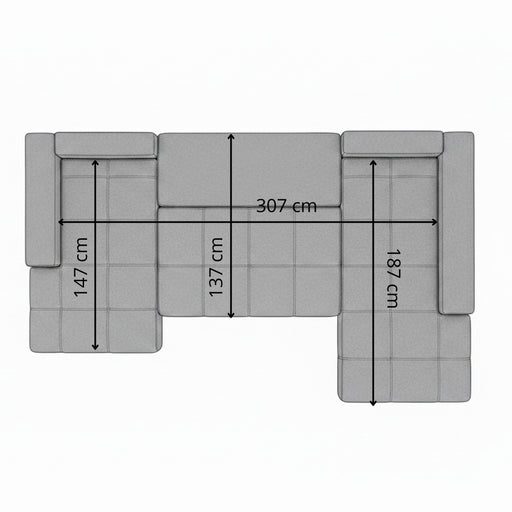 Coltar U Extensibil Otis Dreapta, 6 Locuri, Lada Depozitare, Maro, 357 Cm