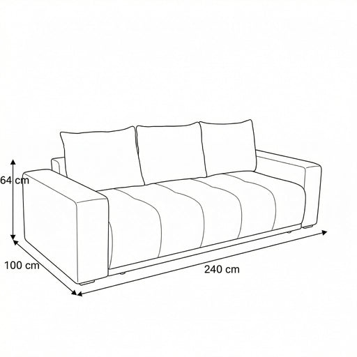 Canapea Extensibila Otis, 3 locuri, Lada Depozitare, Maro, 240 Cm
