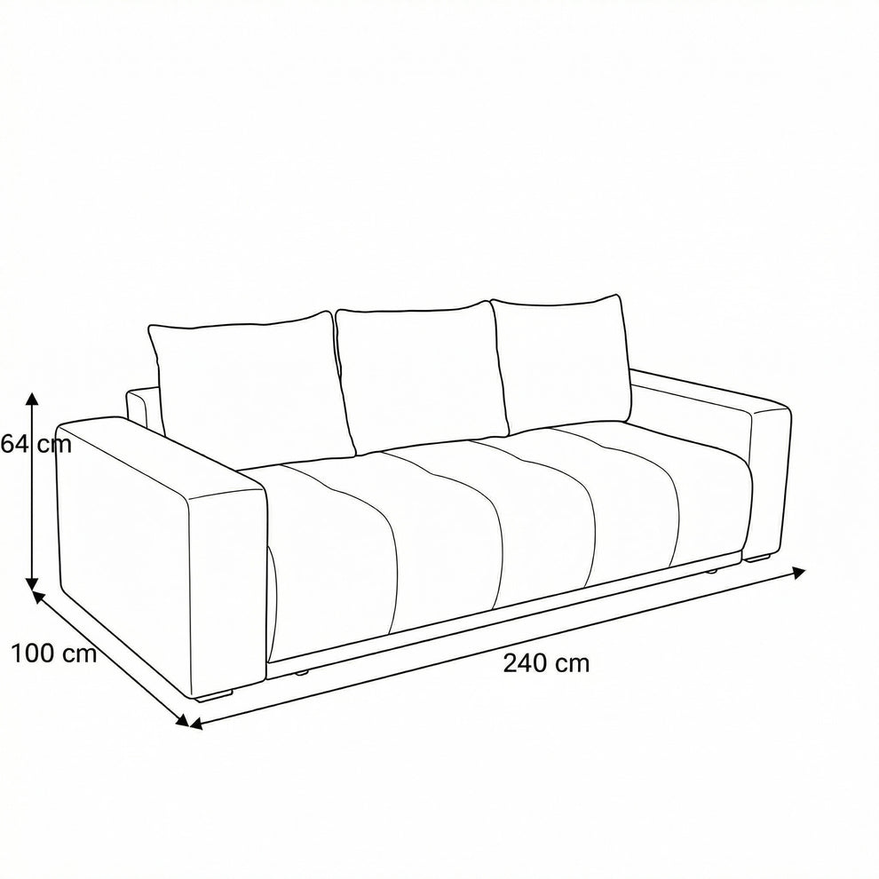 Canapea Extensibila Otis, 3 locuri, Lada Depozitare, Maro, 240 Cm
