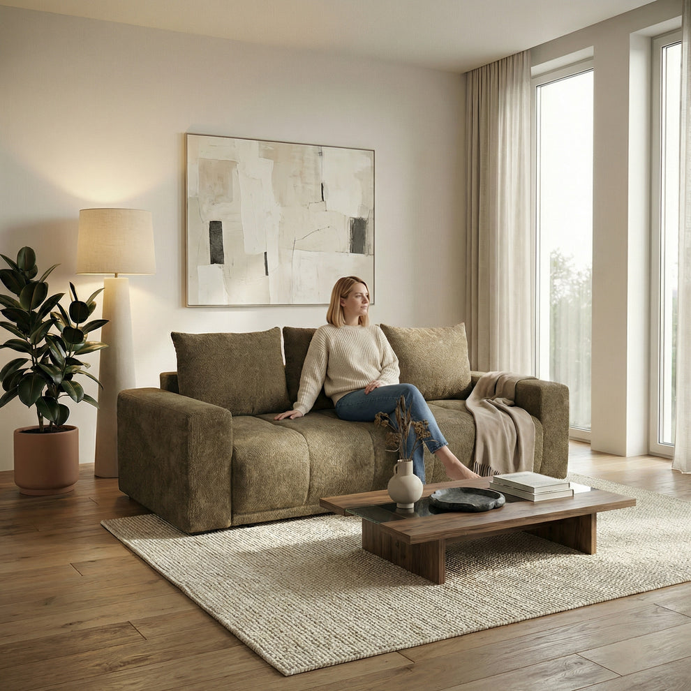 Canapea Extensibila Otis, 3 locuri, Lada Depozitare, Maro, 240 Cm