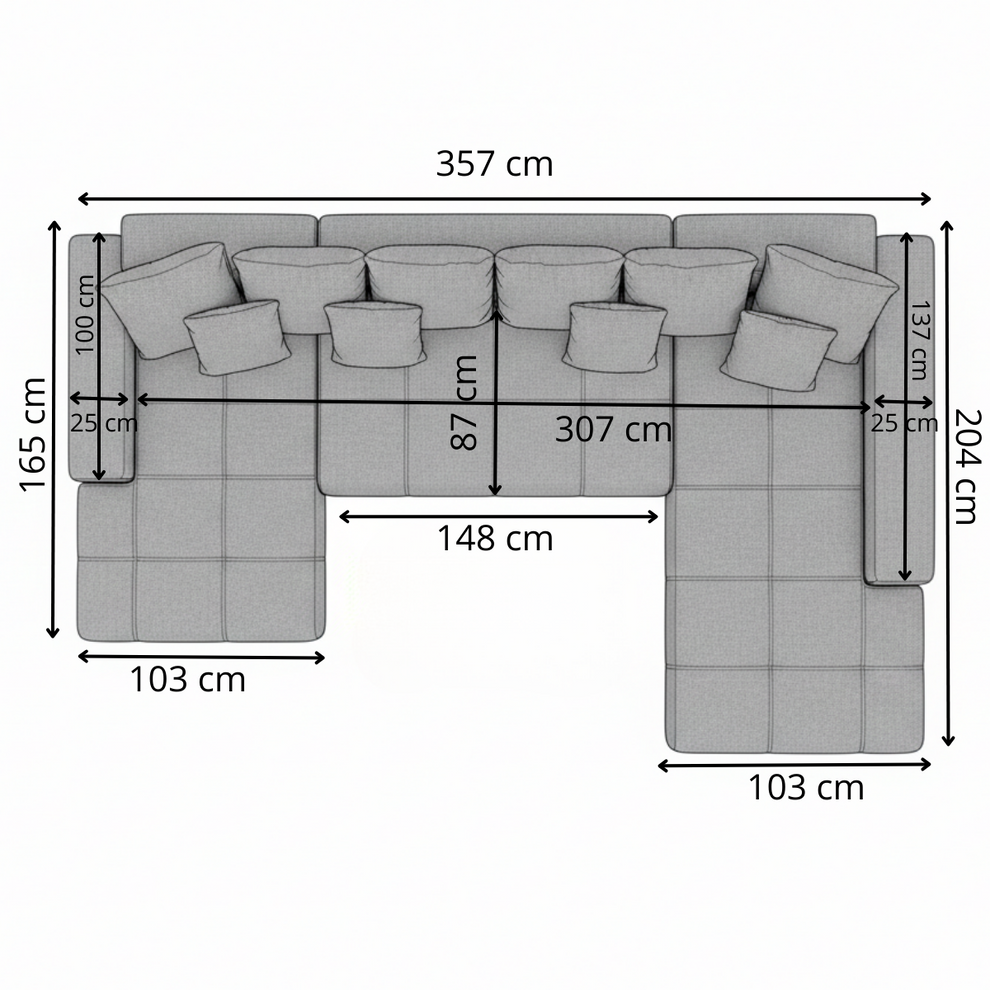Coltar U Extensibil Otis Stanga, 6 Locuri, Lada Depozitare, Bej, 357 Cm