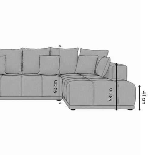 Coltar Extensibil Cu Otoman Dreapta Otis, 5 Locuri, Lada Depozitare, Gri Inchis, 280 Cm