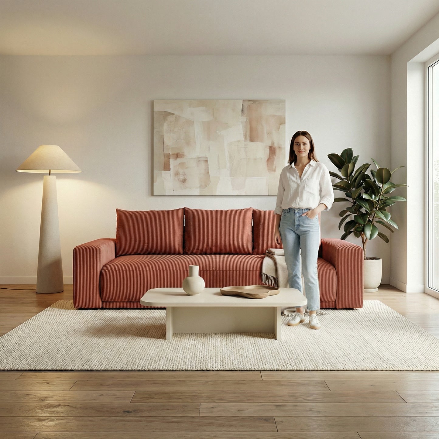 Canapea Extensibila Otis, 3 locuri, Lada Depozitare, Burgundy Deschis