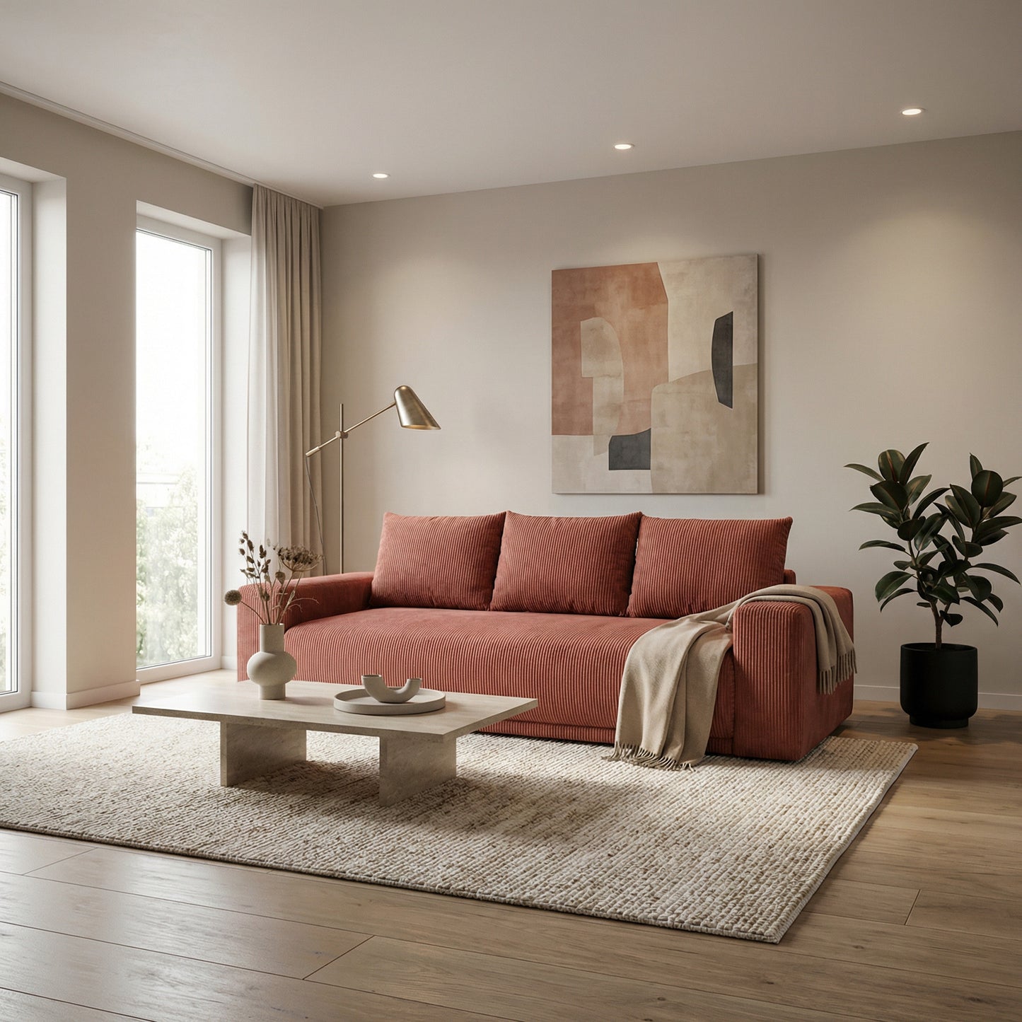 Canapea Extensibila Otis, 3 locuri, Lada Depozitare, Burgundy Deschis