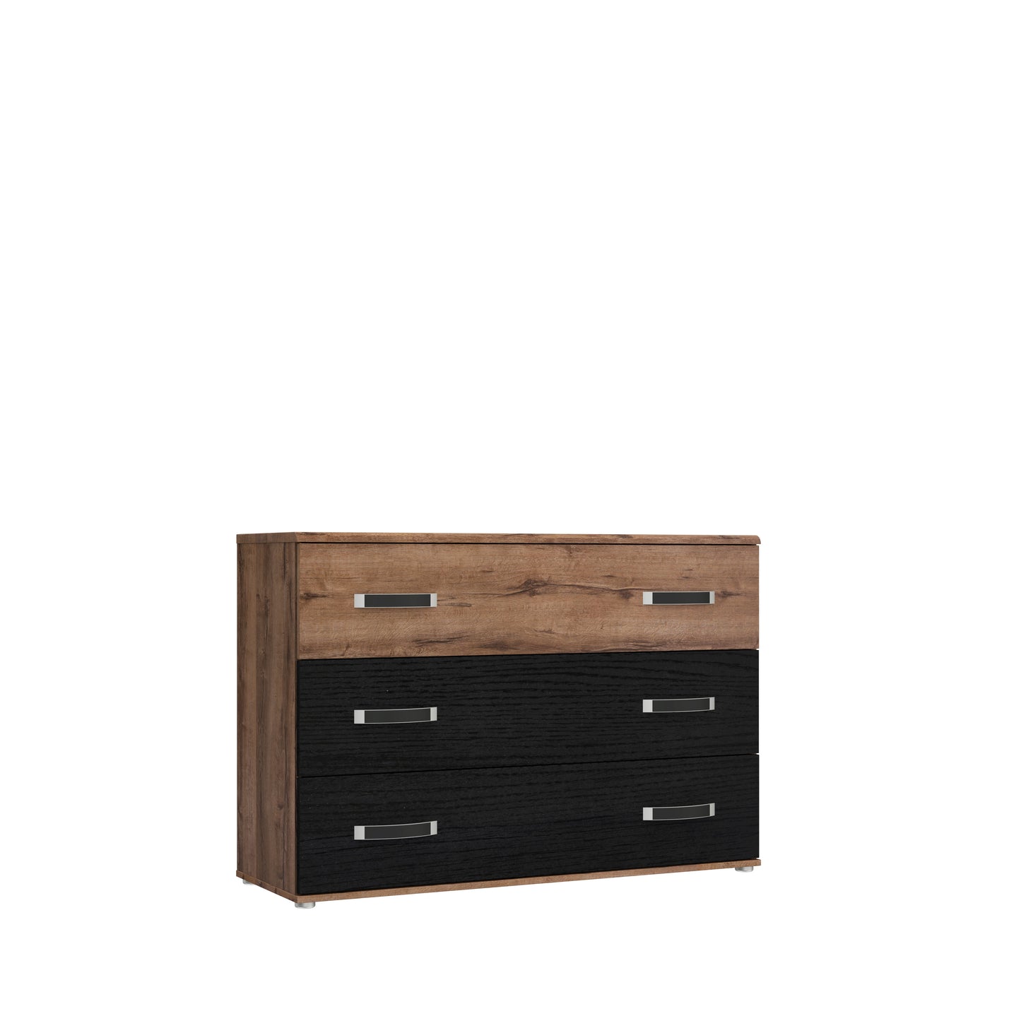 Comoda Cu 3 Sertare Rondino, Black Oak Mud Oak, 120.4 Cm