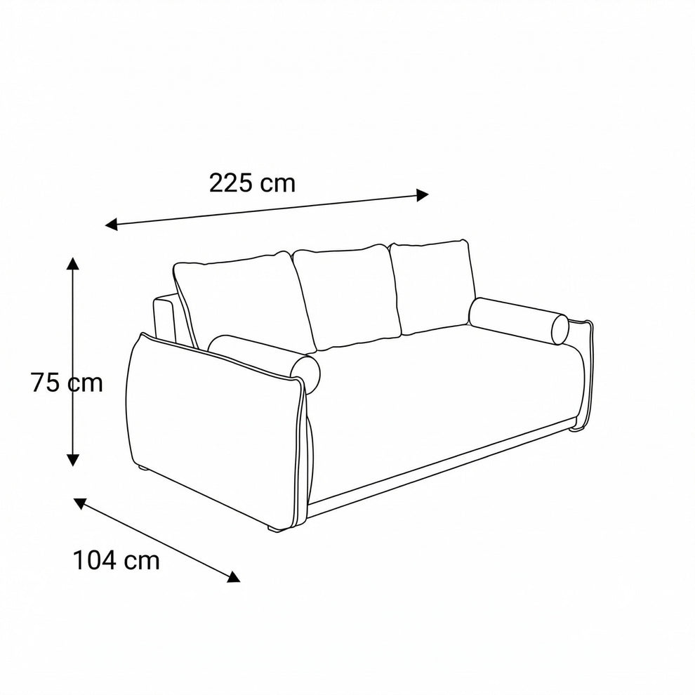Canapea Extensibila Vida, 3 Locuri, Lada Depozitare, Verde, 225 Cm