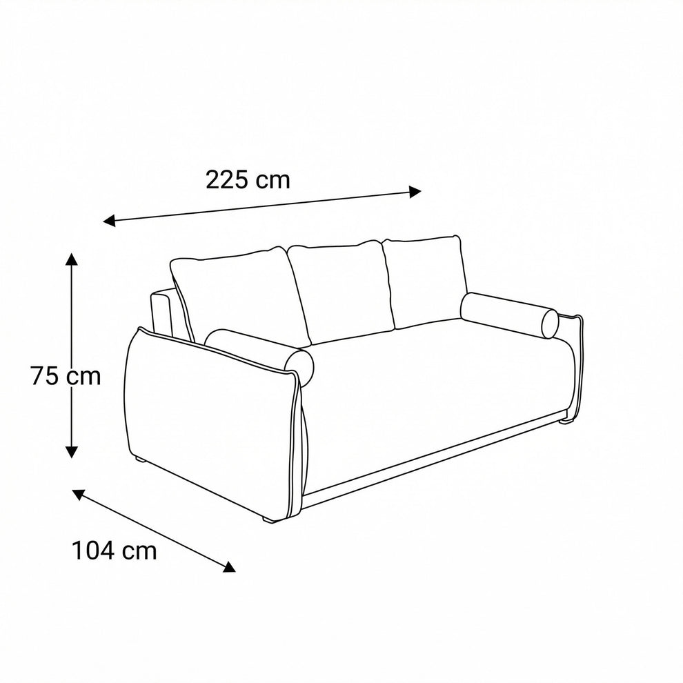 Canapea Extensibila Vida, 3 Locuri, Lada Depozitare, Bej, 225 Cm