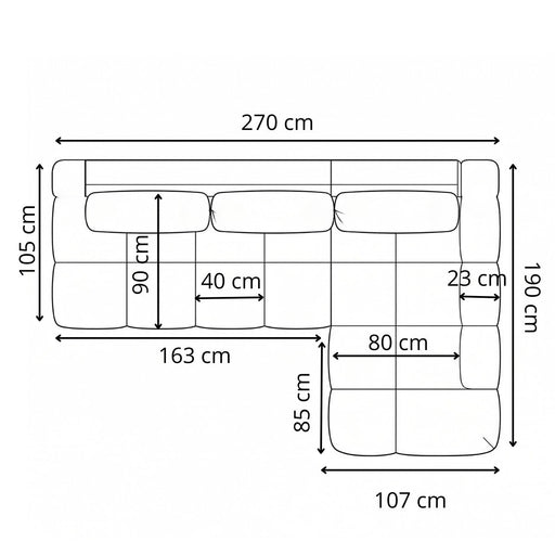 Coltar Extensibil Dreapta Luna, Lada Depozitare, 5 Locuri, Onyx Pearl, 270 Cm