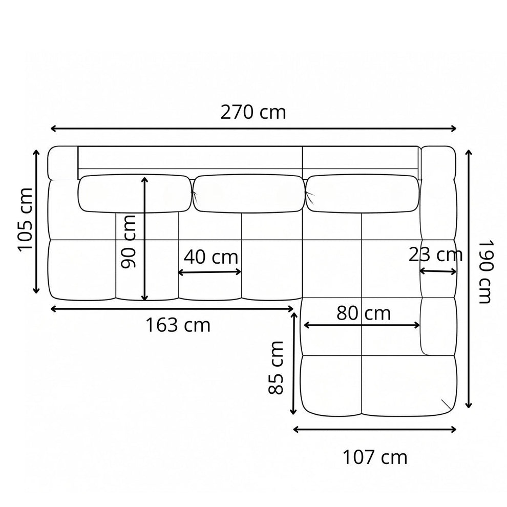 Coltar Extensibil Dreapta Luna, Lada Depozitare, 5 Locuri, Onyx Pearl, 270 Cm