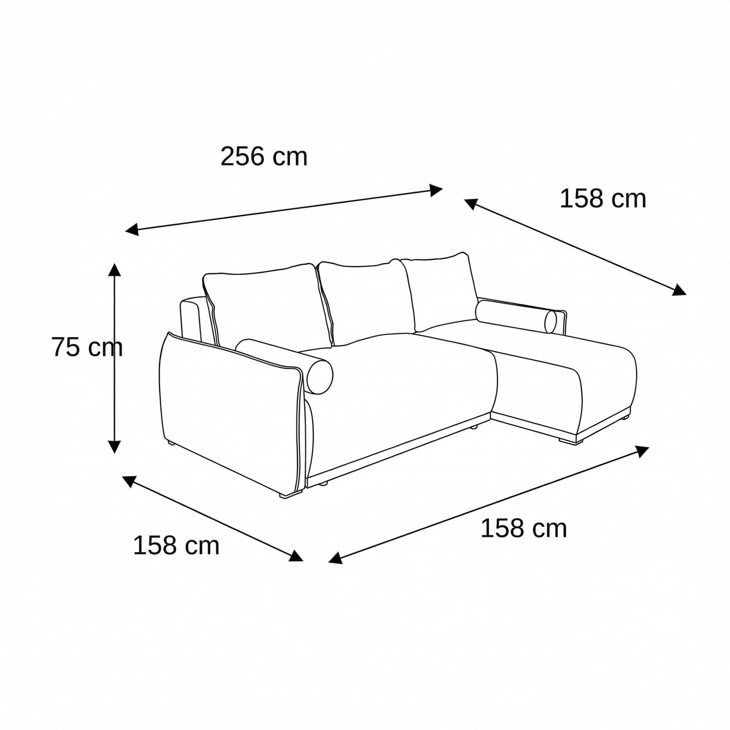 Coltar Extensibil Vida Interschimbabil Stanga/Dreapta, 5 Locuri, Lada Depozitare, Roz, 256 Cm
