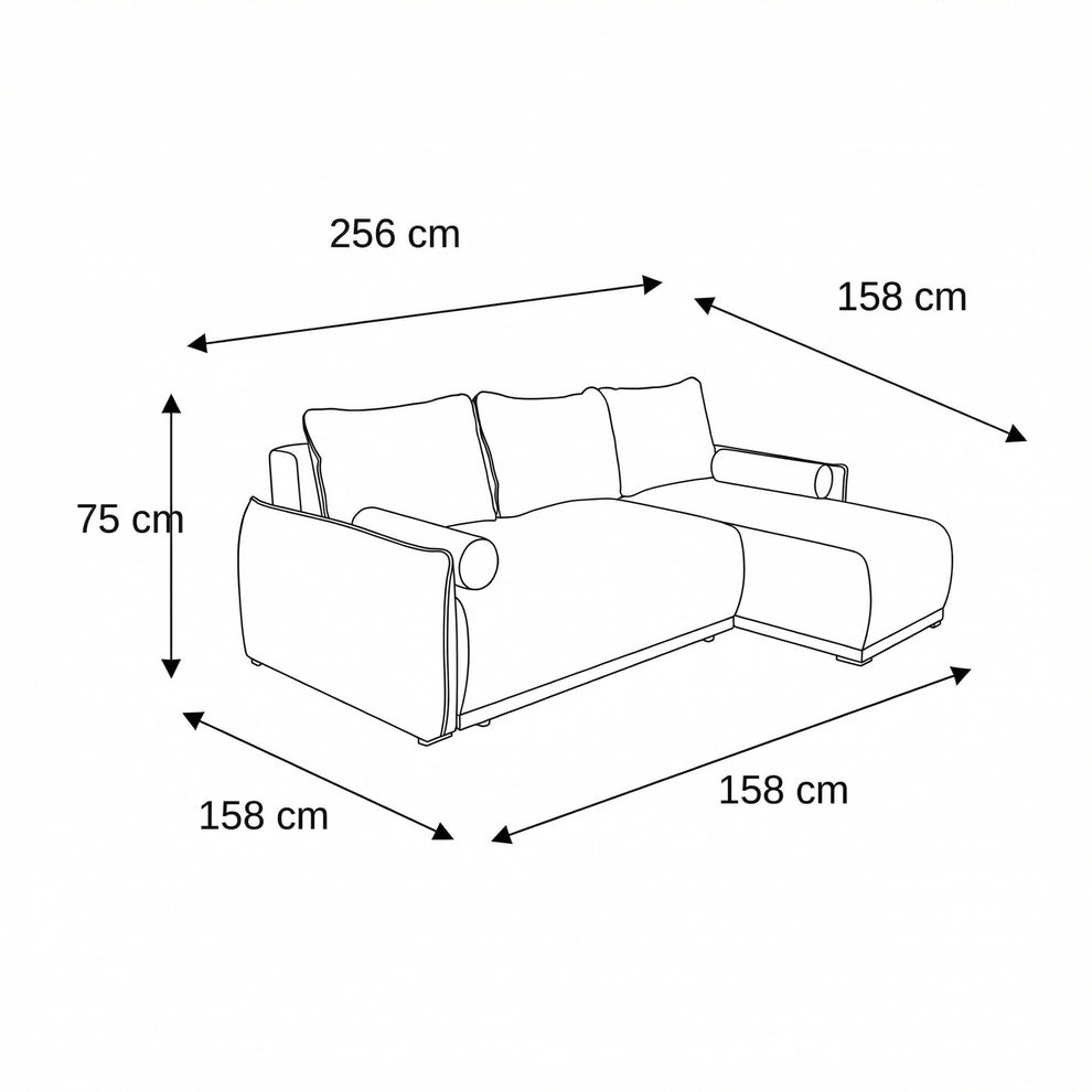 Coltar Extensibil Vida Interschimbabil Stanga/Dreapta, 5 Locuri, Lada Depozitare, Roz, 256 Cm