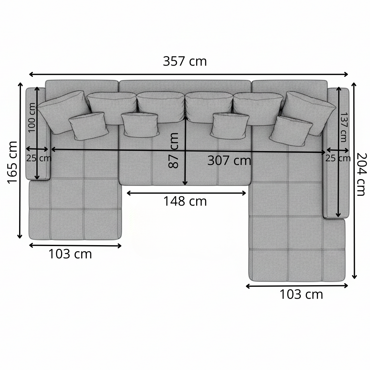 Coltar U Extensibil Otis Stanga, 6 Locuri, Lada Depozitare, Maro, 357 Cm