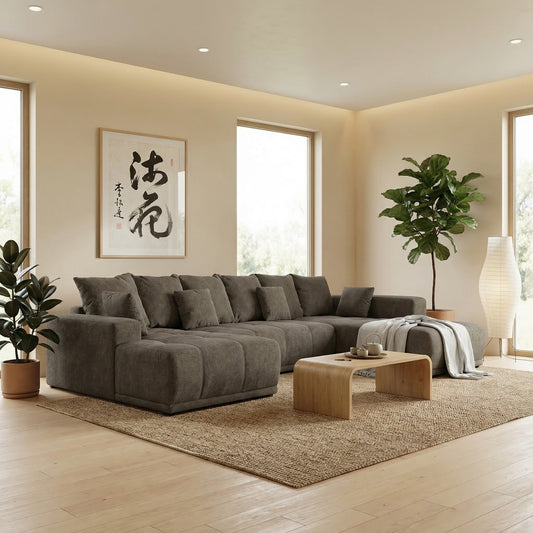 Coltar U Extensibil Otis Dreapta, 6 Locuri, Lada Depozitare, Maro, 357 Cm