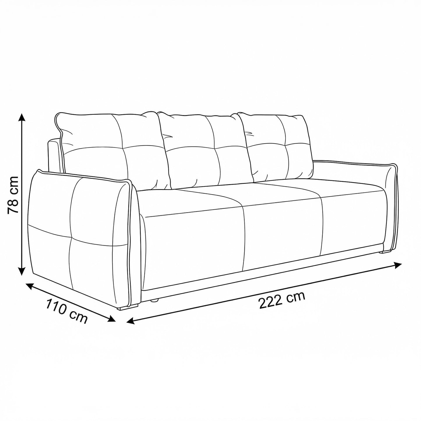 Canapea Extensibila Jojo, Lada Depozitare, Gusto 61, 222 Cm
