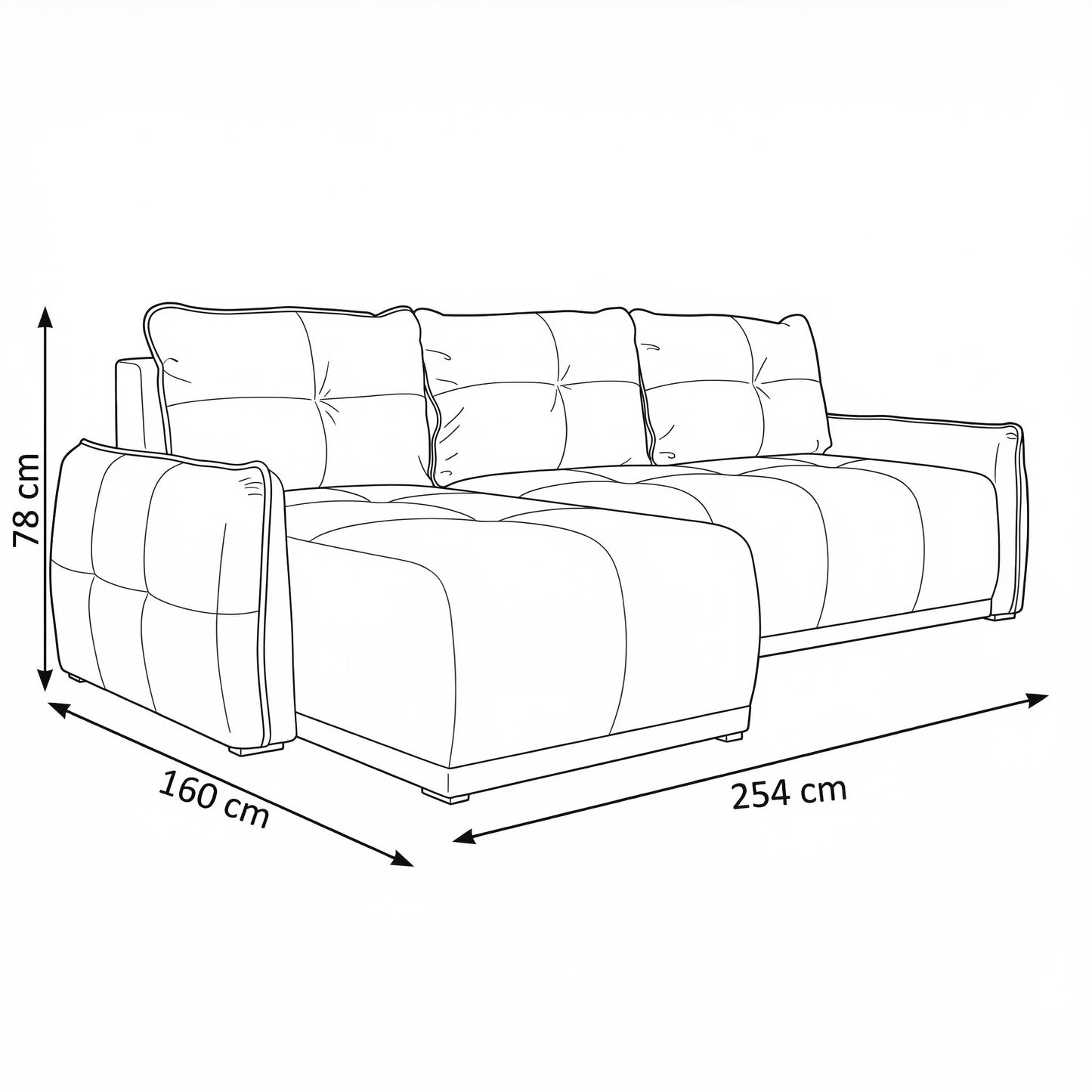 Canapea Extensibila Jojo, Lada Depozitare, Arte 84A, 222 Cm