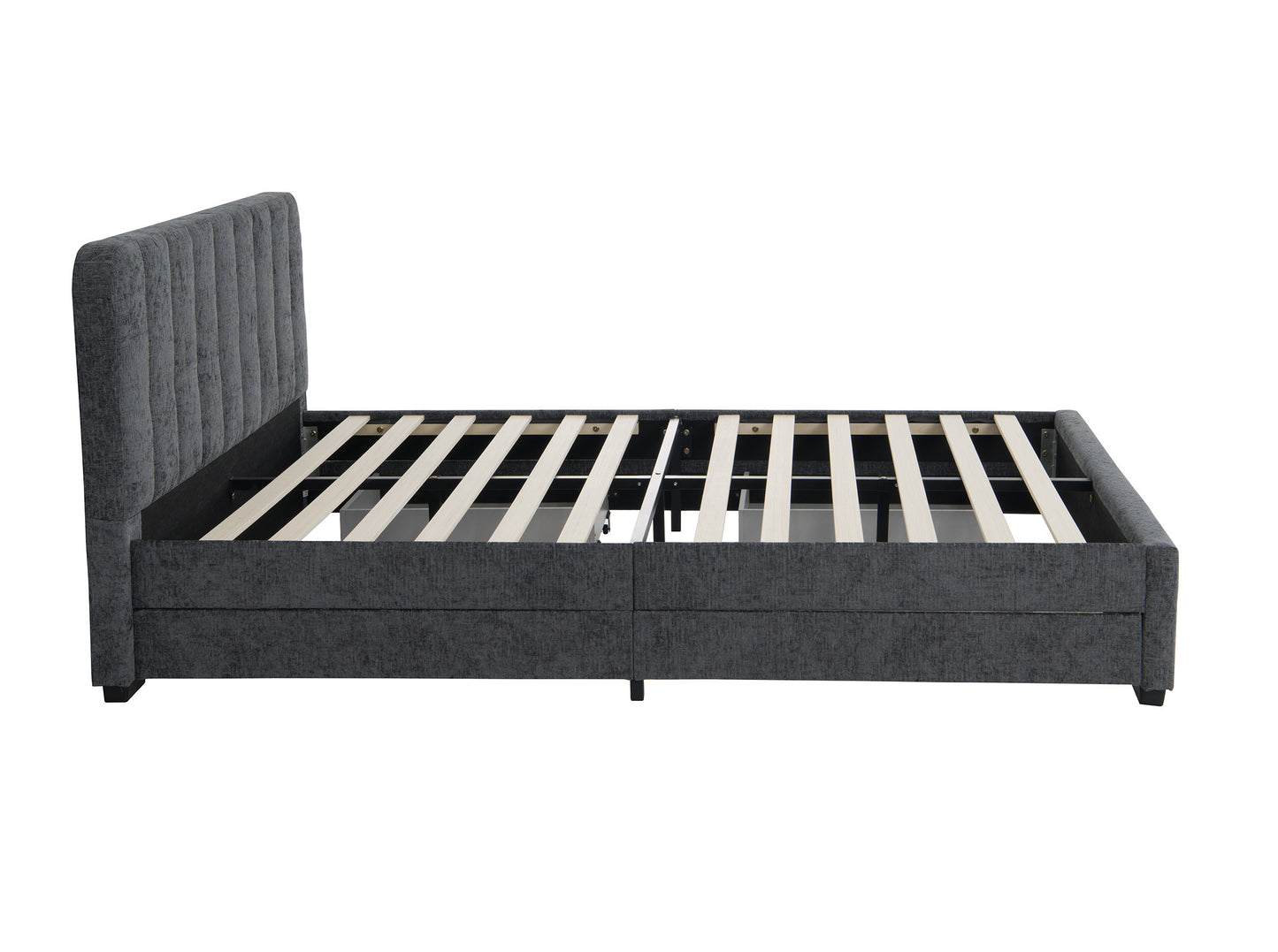 Pat Tapitat Bird Box, Dimensiune Saltea 140 x 200 Cm, Cu Sertare, Somiera Inclusa