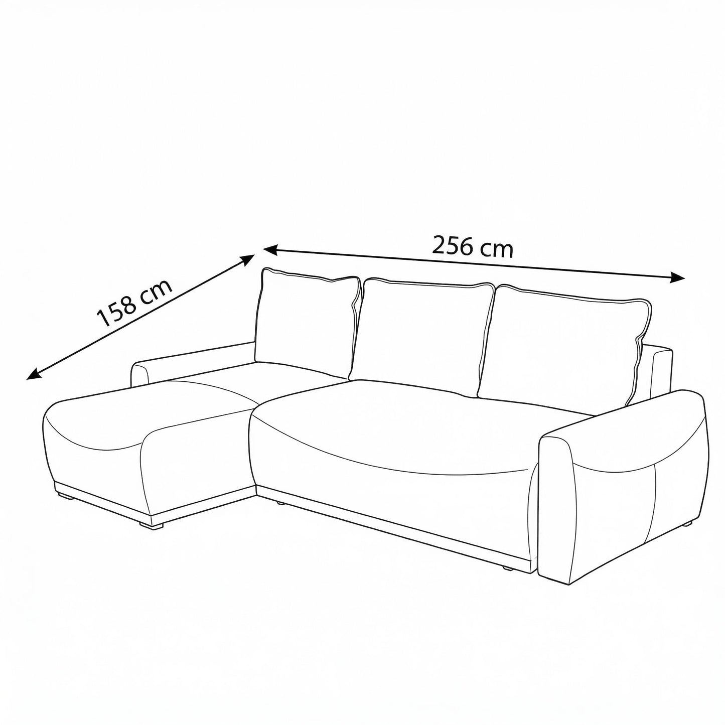 Coltar Extensibil Lea Interschimbabil Stanga/Dreapta, 5 Locuri, Lada Depozitare, Maro 256 Cm