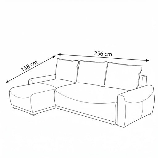 Coltar Extensibil Lea Interschimbabil Stanga/Dreapta, 5 Locuri, Lada Depozitare, Maro 256 Cm