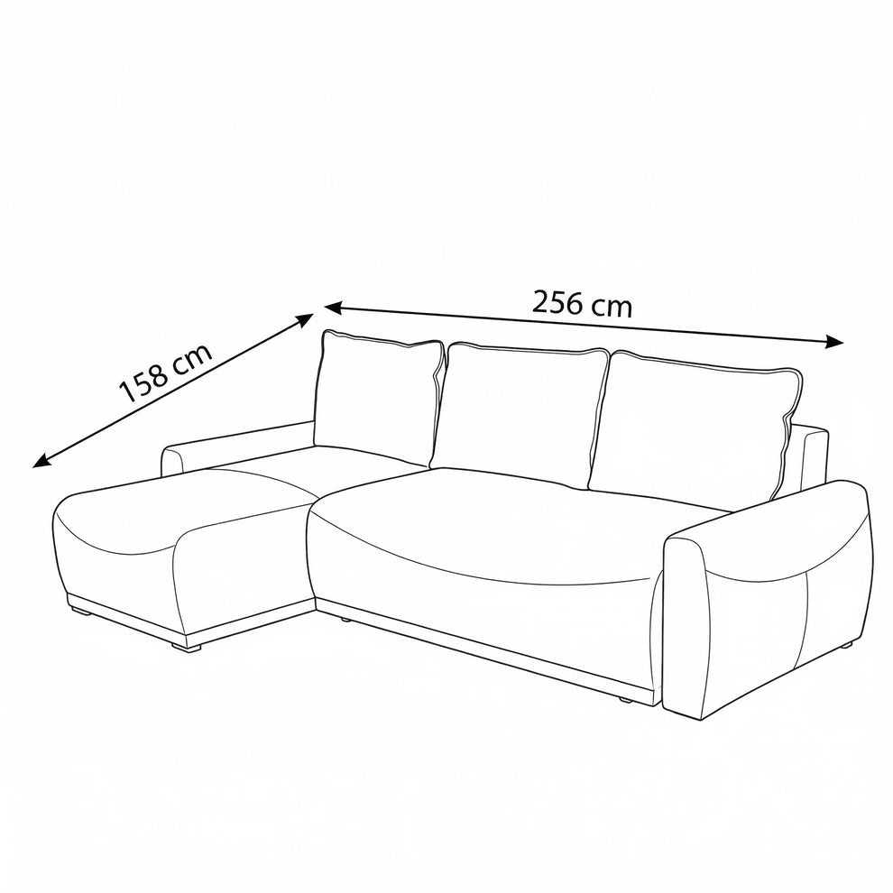 Coltar Extensibil Lea Interschimbabil Stanga/Dreapta, 5 Locuri, Lada Depozitare, Maro 256 Cm