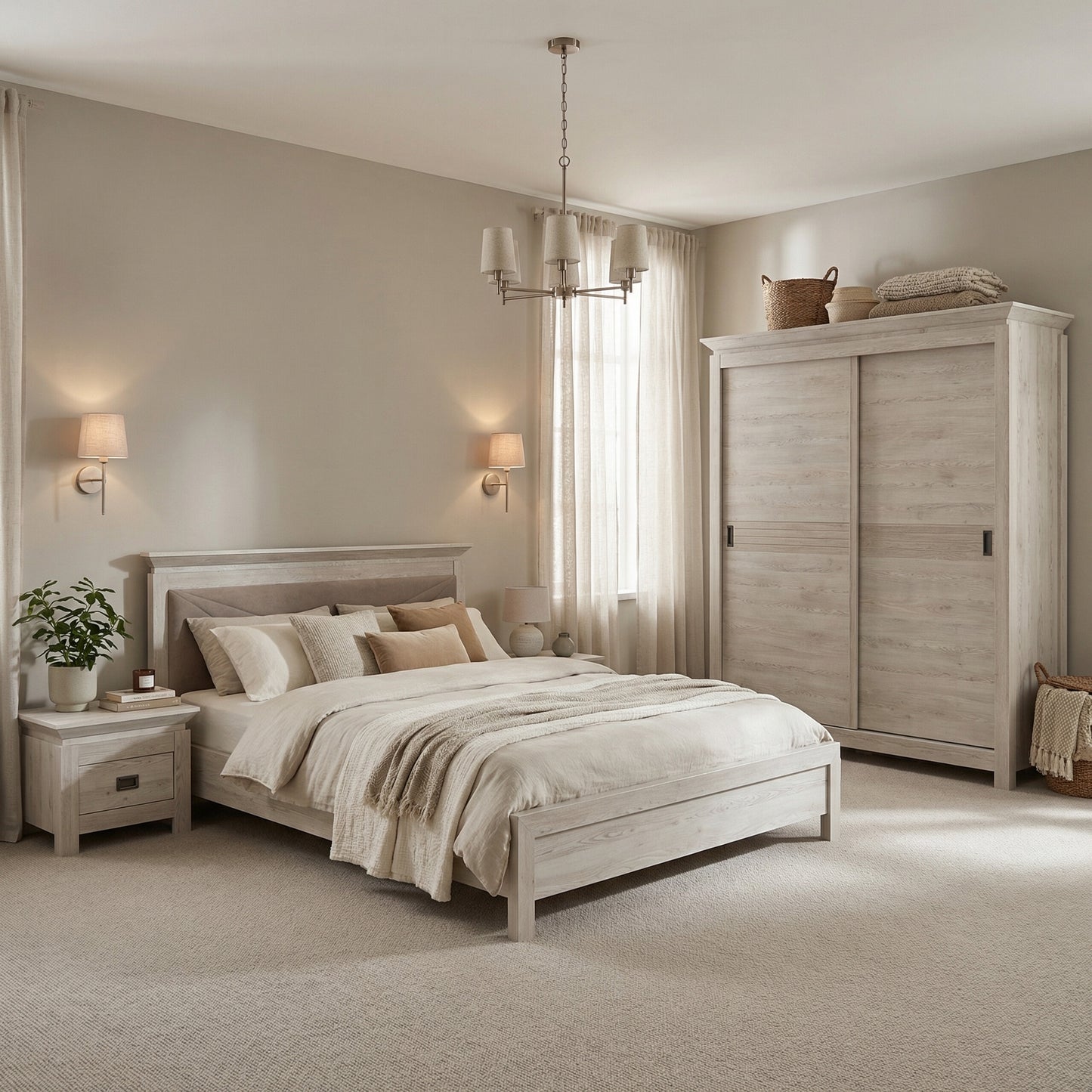 Pat Dormitor Casablanca Loft, Dimensiune Saltea 140 x 200 Cm, Cu Tablie Tapitata, Gri,