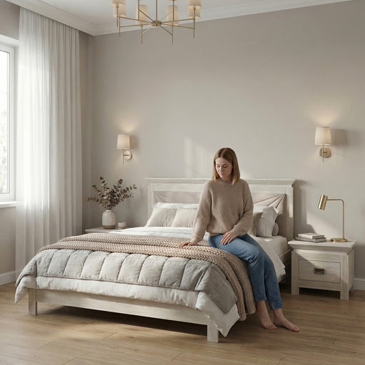 Pat Dormitor Casablanca Loft, Dimensiune Saltea 180 x 200 Cm, Cu Tablie Tapitata, Gri