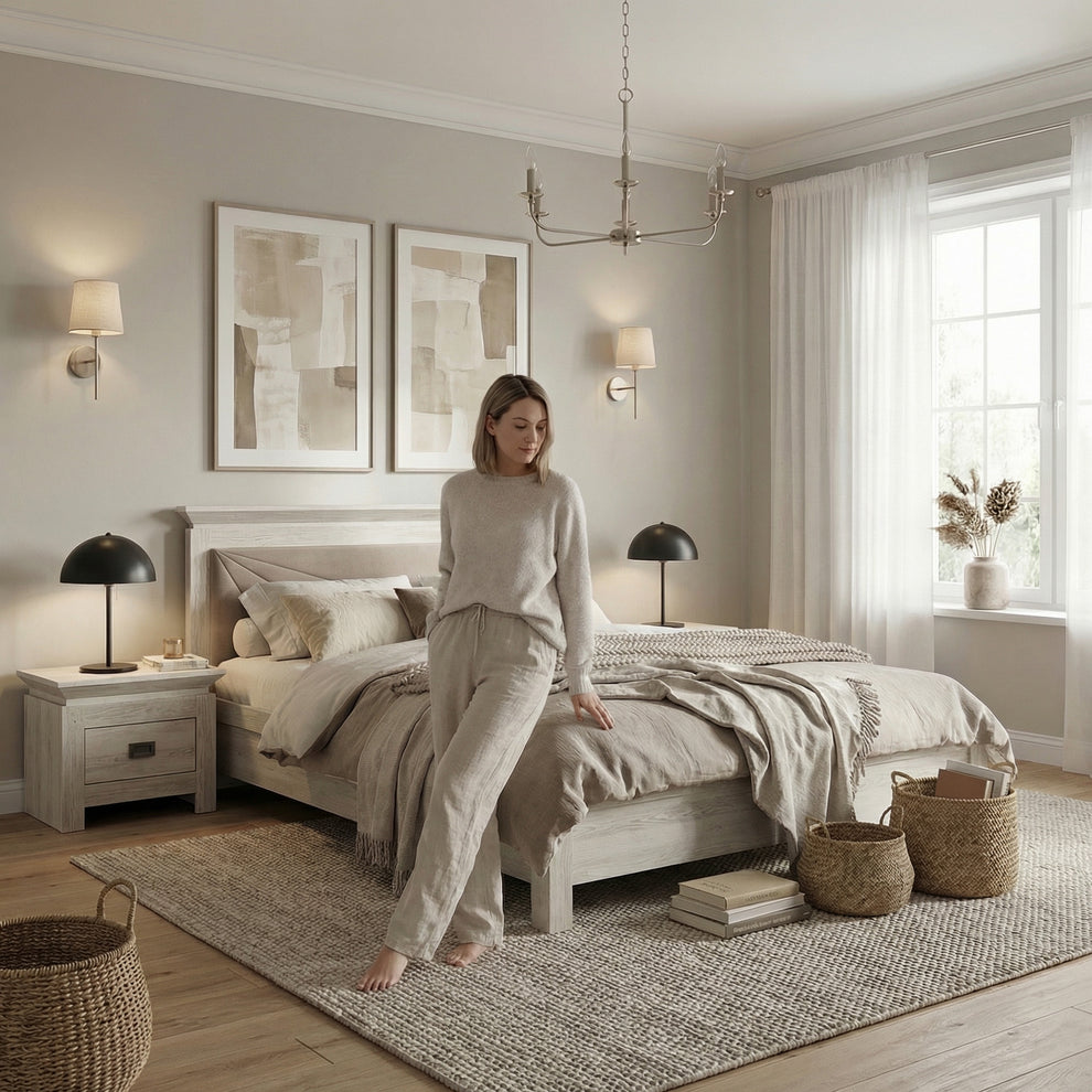 Pat Dormitor Casablanca Loft, Dimensiune Saltea 180 x 200 Cm, Cu Tablie Tapitata, Gri