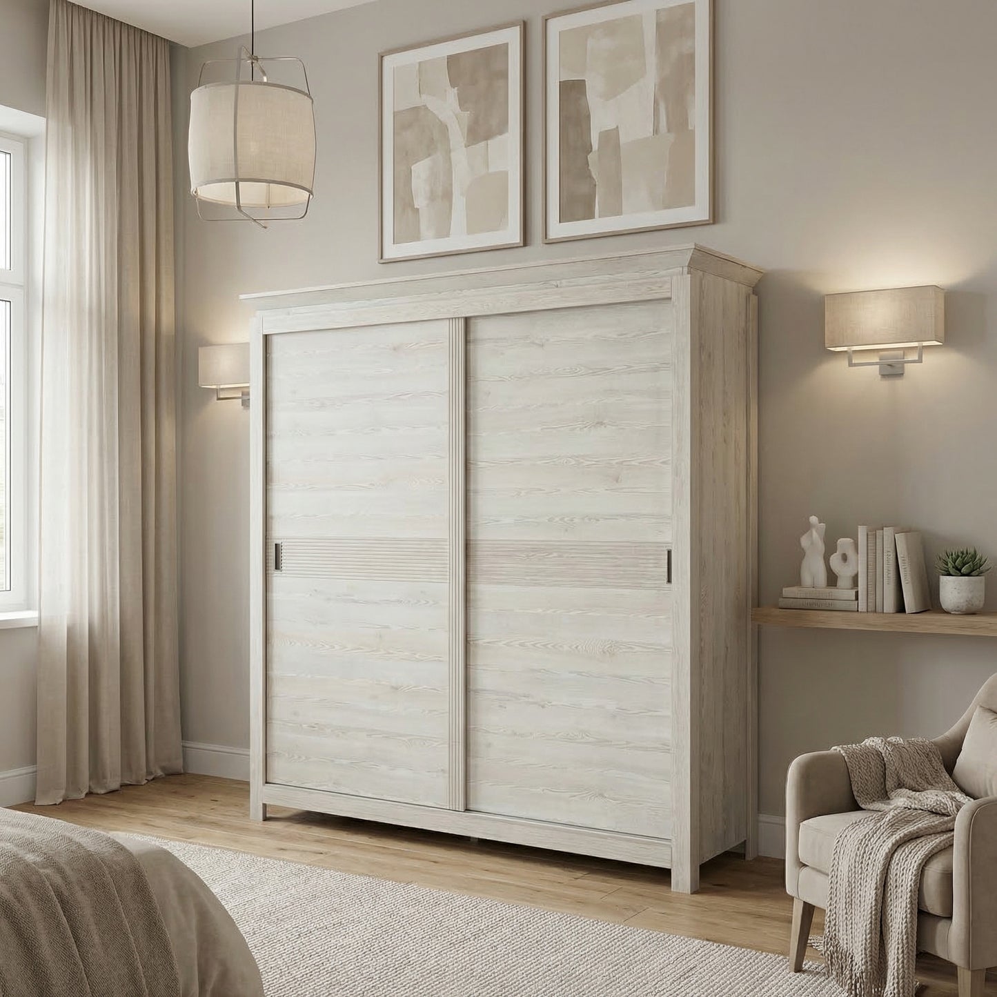 Set Dormitor Casablanca Loft, Pat Cu Dimensiune Saltea 180 X 200, Dulap De 150 Cm, 2 Noptiere