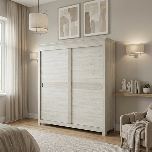 Set Dormitor Casablanca Loft, Pat Cu Dimensiune Saltea 180 X 200, Dulap De 150 Cm, 2 Noptiere