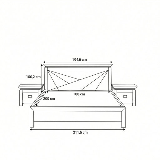 Set Dormitor Casablanca Loft, Pat Cu Dimensiune Saltea 180 X 200, Dulap De 150 Cm, 2 Noptiere