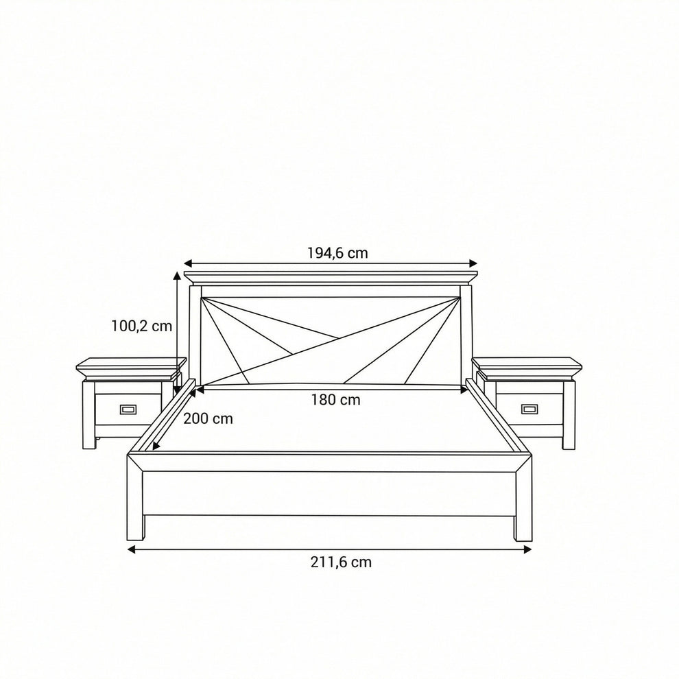 Set Dormitor Casablanca Loft, Pat Cu Dimensiune Saltea 180 X 200, Dulap De 150 Cm, 2 Noptiere