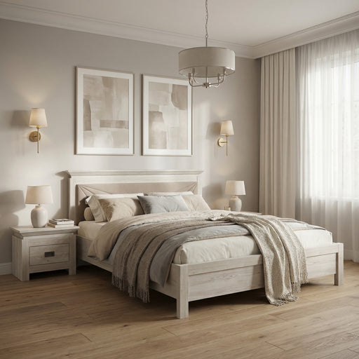 Set Dormitor Casablanca Loft, Pat Cu Dimensiune Saltea 140 X 200, Dulap De 150 Cm, 2 Noptiere