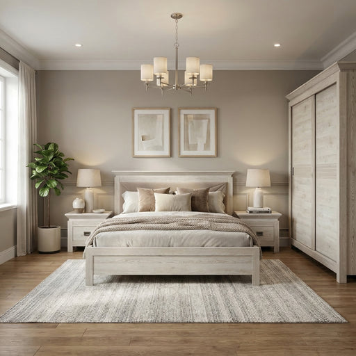 Set Dormitor Casablanca Loft, Pat Cu Dimensiune Saltea 140 X 200, Dulap De 150 Cm, 2 Noptiere