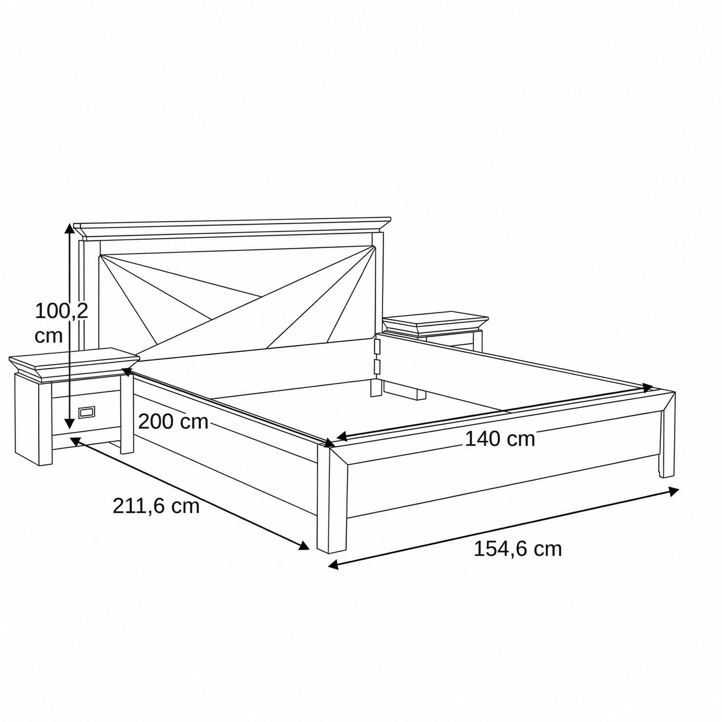 Set Dormitor Casablanca Loft, Pat Cu Dimensiune Saltea 140 X 200, Dulap De 150 Cm, 2 Noptiere