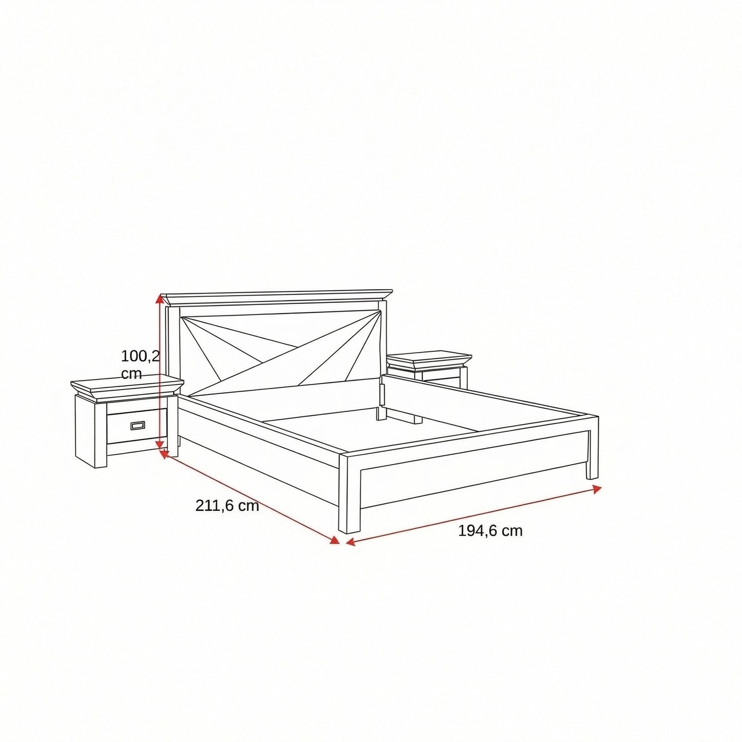 Set Dormitor Casablanca Loft, Pat Cu Dimensiune Saltea 180 X 200, Dulap De 210 Cm, 2 Noptiere