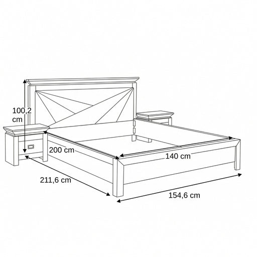 Set Dormitor Casablanca Loft, Pat Cu Dimensiune Saltea 140 X 200, Dulap De 210 Cm, 2 Noptiere