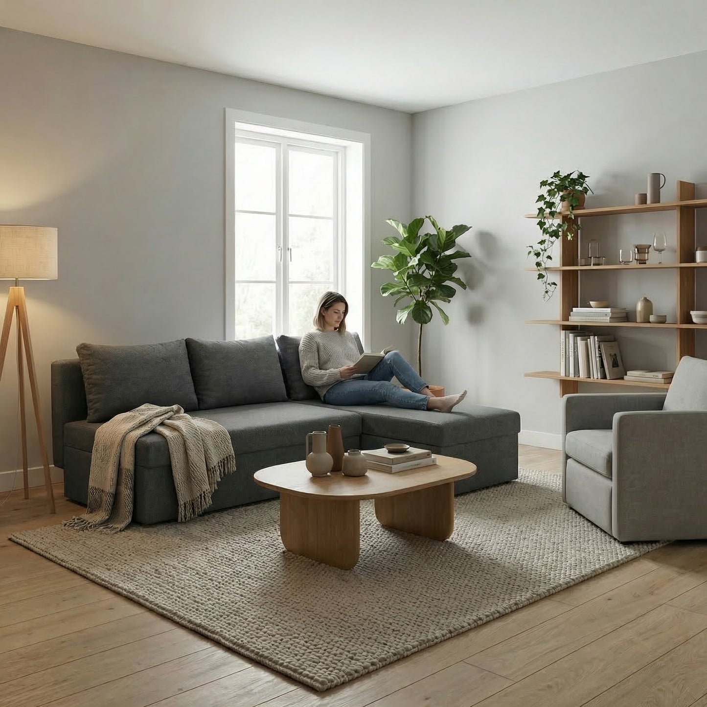 Coltar Extensibil Cu Lada, Vario Interschimbabil Stanga/Dreapta, Gri Inchis, 220 X 80 X 155 Cm