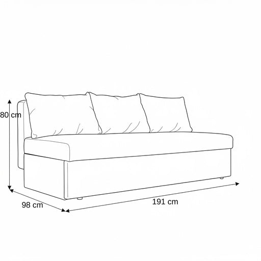 Canapea Extensibila Cu Lada Depozitare Vario, 191 x 98 x 80 Cm
