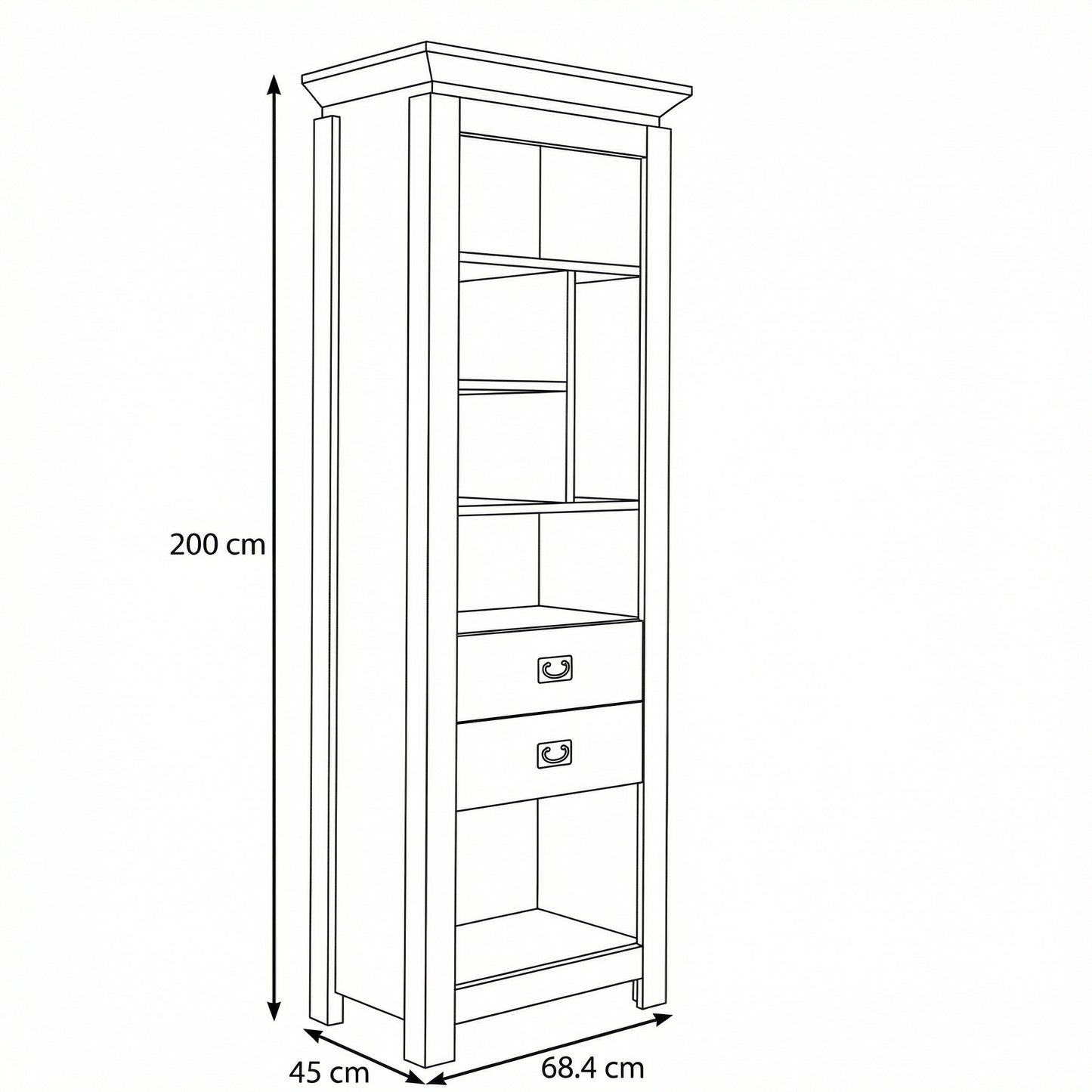 Biblioteca Casablanca Loft Cu 2 Sertare, 68.4 Cm