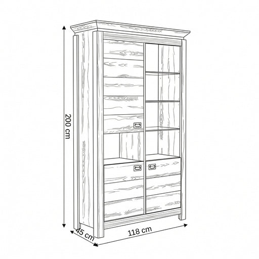 Vitrina Casablanca Loft Cu 3 Usi Gri Antic, 118 Cm