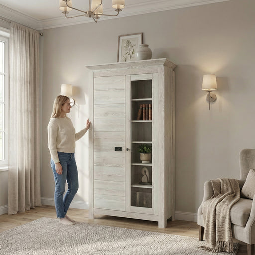 Vitrina Cu 2 Usi Casablanca Loft, Gri, 99 Cm