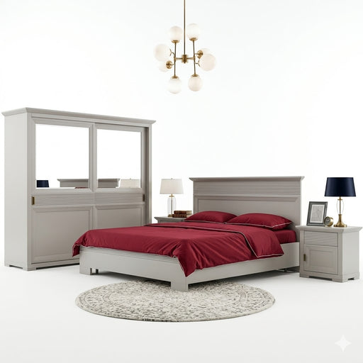 Set Dormitor Verona Kashmir, Pat Cu Dimensiune saltea 180 X 200 Cm, 2 Noptiere Si Dulap