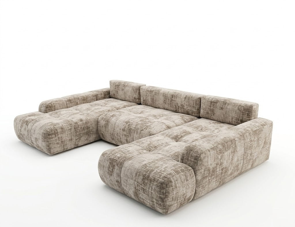 Coltar U Extensibil Luna, 6 Locuri, Onyx 3 Linen, 330 Cm