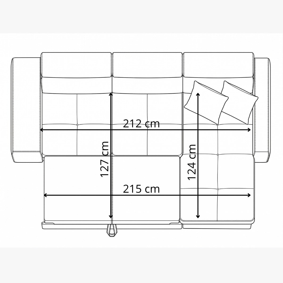 Coltar Extensibil Cu Insula Ventotene, 5 Locuri, Lada Depozitare, Gri inchis, 269 Cm