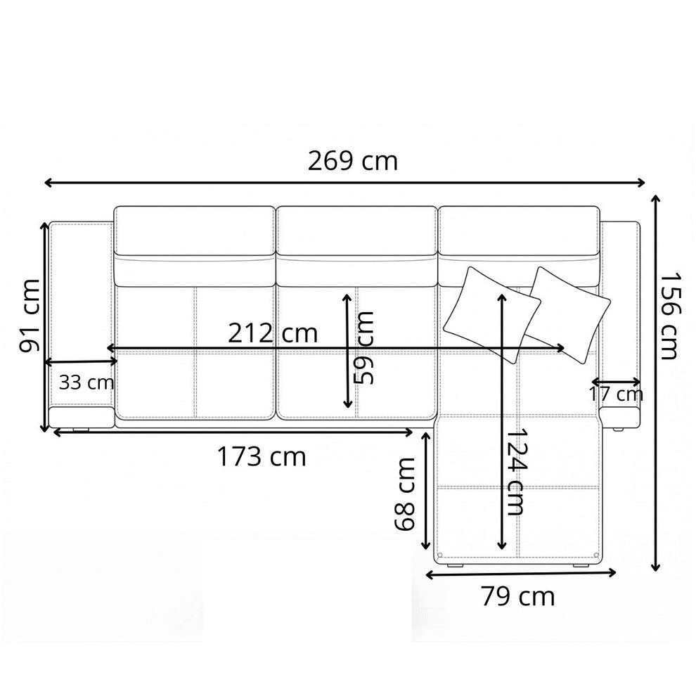 Coltar Extensibil Cu Insula Ventotene, 5 Locuri, Lada Depozitare, Gri inchis, 269 Cm